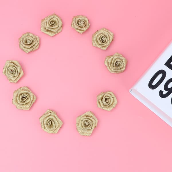 10 st DIY Polyesterband Guldros Blomknopp Bröllopsdekoration Tillbehör