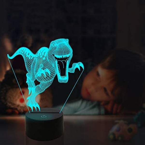 Dinosaurie-lampkit, 3D-nattlampa med illusionseffekt, 4 mönster