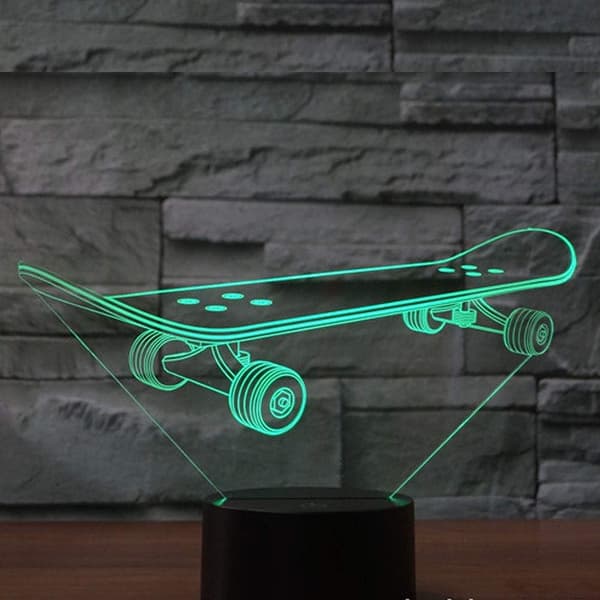 Skateboard Optisk Illusjon 3D LED Sensor Nattlys med Smart Berøring & USB-kabel 7 Farger