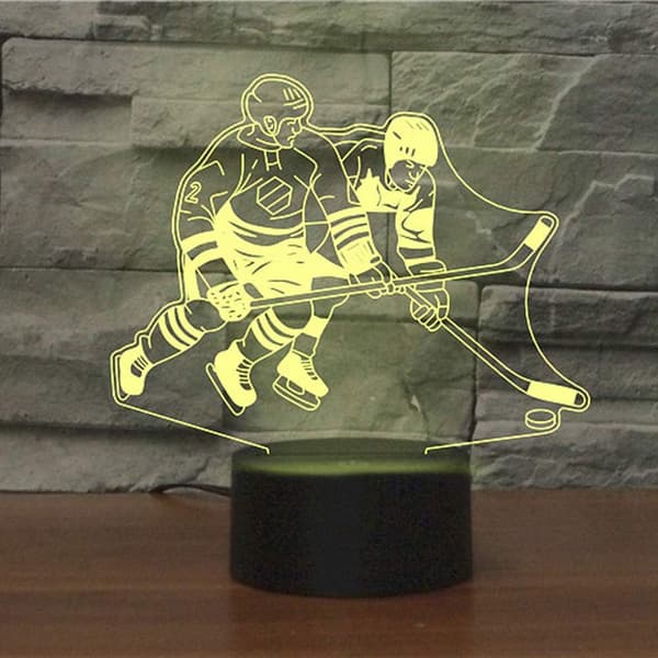 Abstrakt 3D Spillende Ishockey Optisk Illusjon Nattlampe
