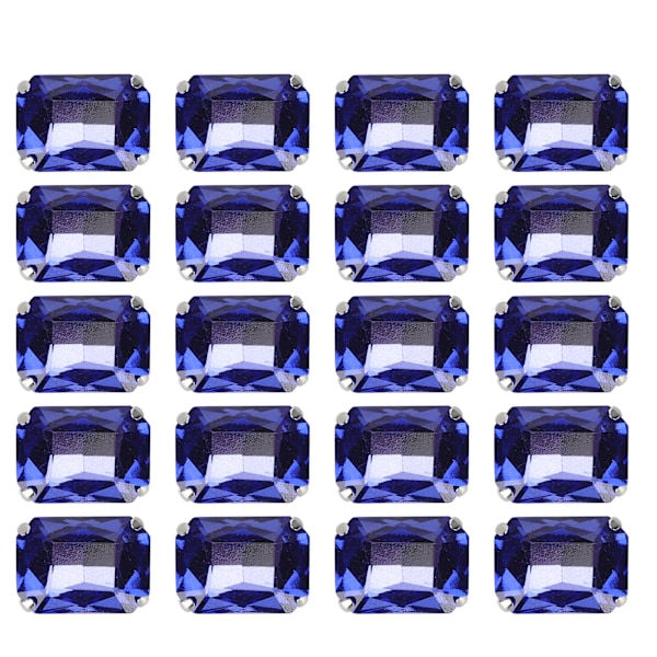 20Pcs DIY Claw Diamonds Wedding Dress Retro Fashion Craft Glass Clothing Decorations13 x 18mm Royal Blue Rectangle Glass Claw Diamond