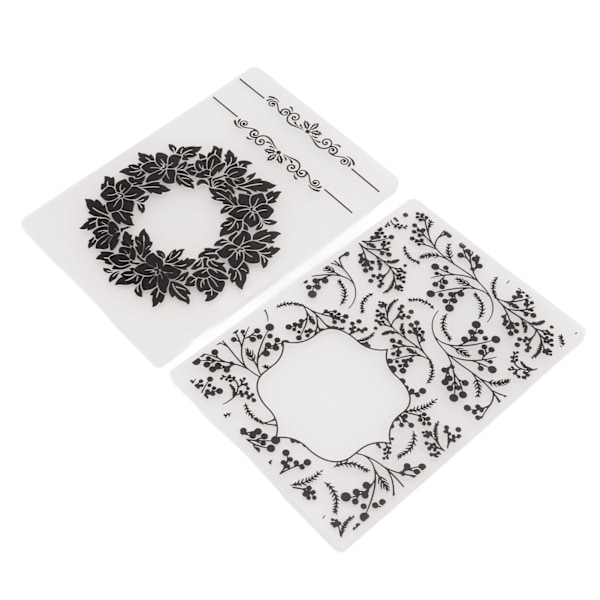 2 stk. Embossingsmapper i plastmaterial, konkav-konveks teksturmaler for DIY-invitasjoner, papirhåndverk
