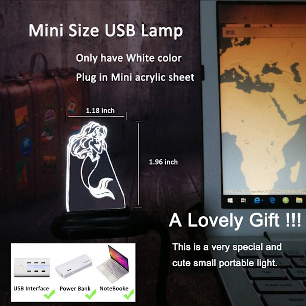 Vakker Den Lille Havfrue Leke Prinsesse Ariel RGB 3D Illusions Nattlys Romantisk Jenteleker LED Skrivebordslampe Bursdagsgave Barfest Hjemmedekor C