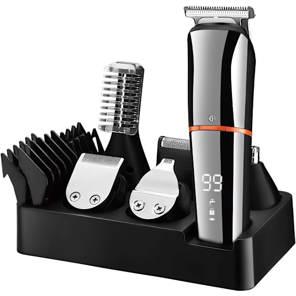 Skäggtrimmer för män Hårklippare Kropp Mustasch Näs Hår Trimmer Sladdlös Precisionstrimmer 6 i 1 Skötselset Vattentät USB Uppladdningsbar