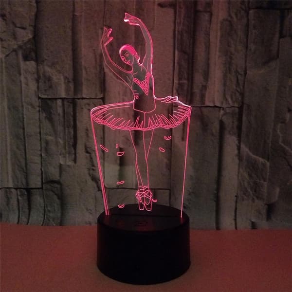 Balletdanser 3D Bordlampe 3D Illusion Kunst Natlampe USB Le
