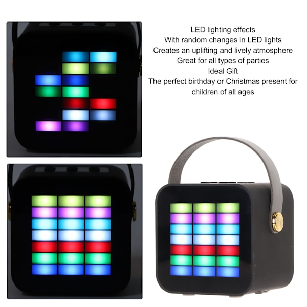 Lasten minikaraoke BT 5.3 LED-valaistustehosteilla Langaton Bluetooth-kaiutin 2 mikrofonilla juhliin