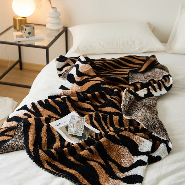 Erittäin pehmeä tyylikäs Tiger Print -peitto Neulottu Fleece Throw Wi