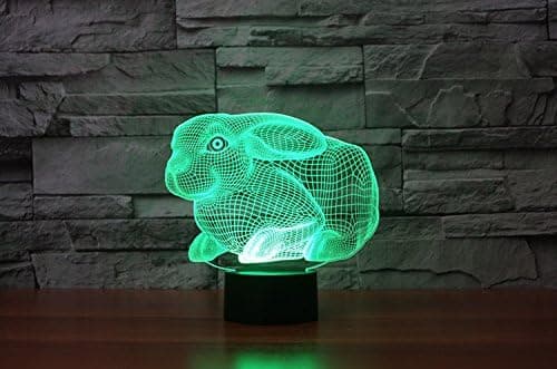 3D Kanin Nattlys Bord Skrivebord Optisk Illusjon Lamper 7 Fa