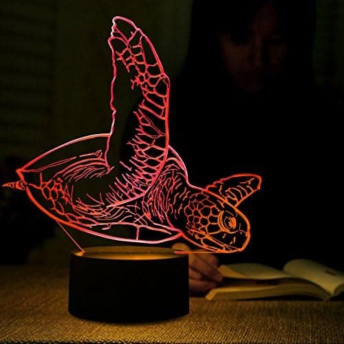 3D Abstrakt Havskildpadde Natlampe USB Touch Switch Dekor Ta
