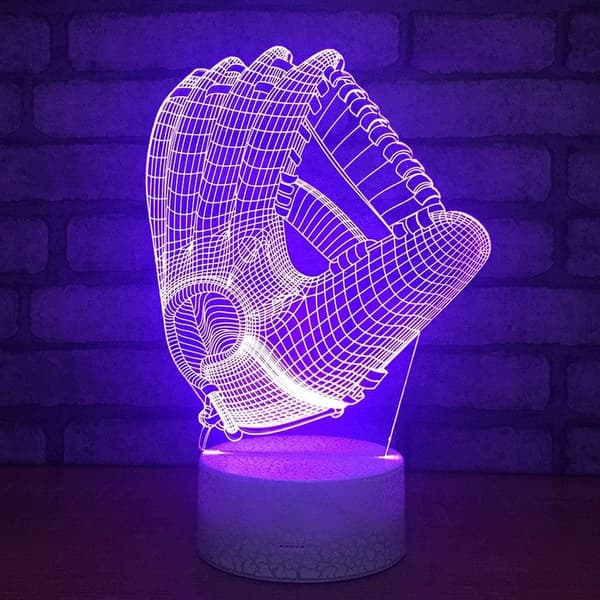 Baseballhandsker 3D Visuel Optisk Illusion Natlampe Akryl