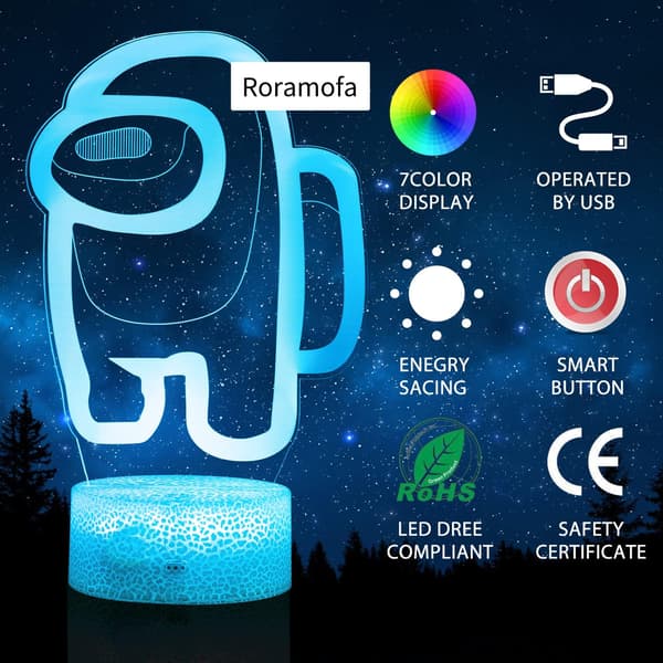3D Nattlampe, Hologram Effekt Led Illusjon Bordlampe, Rem