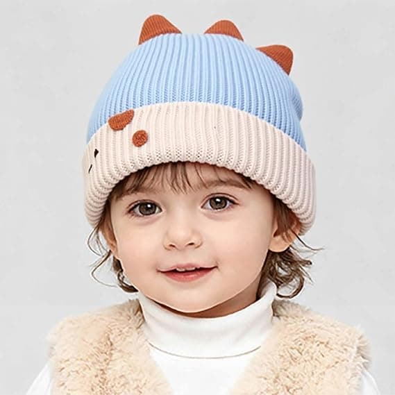 Söt julmössa för småbarn - Unisex stickad mössa, varm vintermössa för barn pojkar och flickor blue