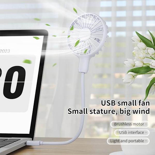 USB-fläkt, Mini Portabel Fläkt för 360° Rotation, Liten Personlig Fläkt för Hemmakontor, Skrivbordsfläkt Kompatibel med Alla USB-utgångar som t.ex. L