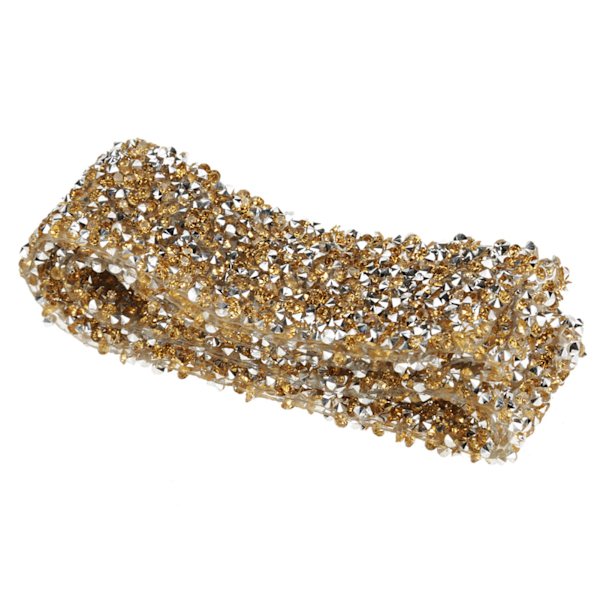 Diamantnät Wrap Rulle Sparkle Crystal Rhinestone Band Bröllopsdekoration (Kristallgul)