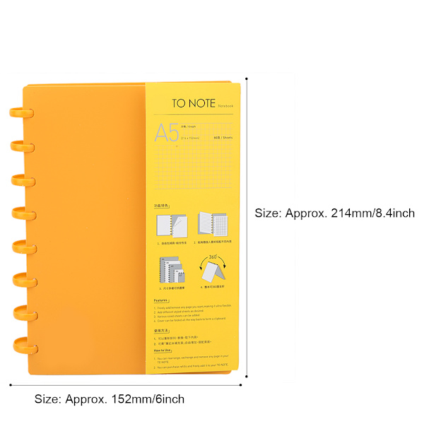 A5 Svamphål Binder Påfyllningsbar Skrivpapper Anteckningsbok Kontor Skola Material (Orange Point)