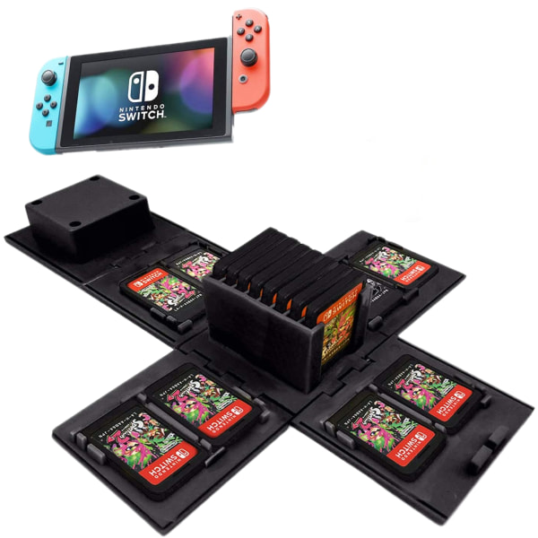 Hopfällbart spelkortfodral för Nintendo Switch-spelkort, med 16 kortplatser (Zelda Black A)