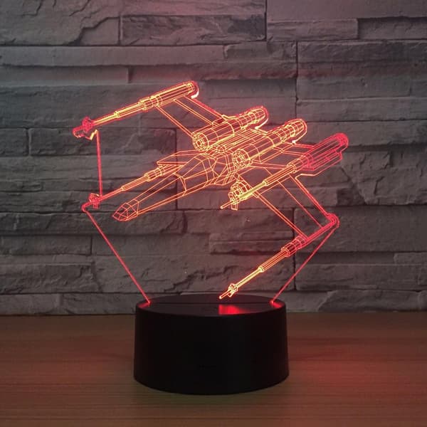 3D Fighter Fly Natlampe Bord Skrivebord Optisk Illusion Lampe