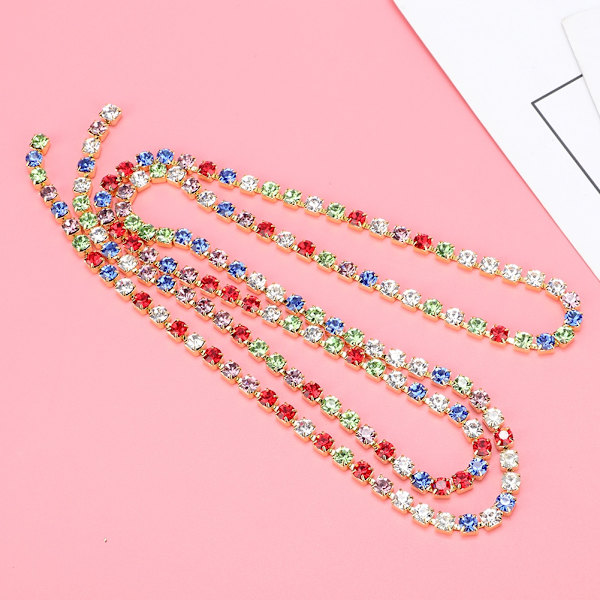 3A 5mm Tsjekkisk Rhinestone Cup Chain Mix Farge Claw Chain DIY Smykker Dekorasjon Tilbehør Gull