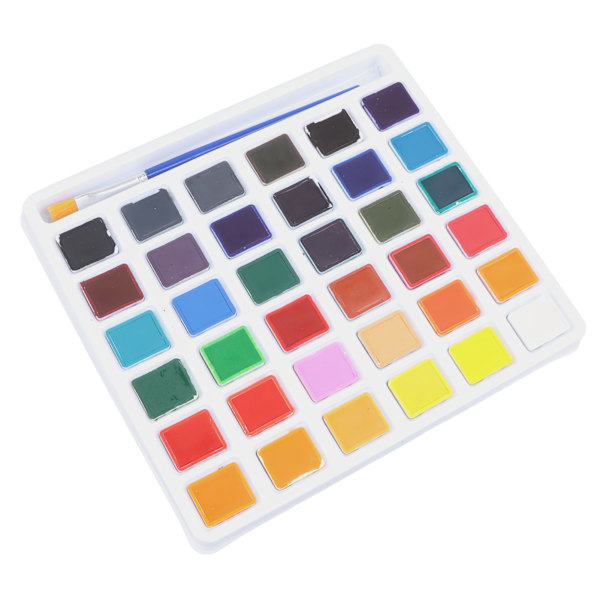 Solidt akvarel sæt 36 farver lys delikat tekstur maling pigment kit med pensel til kunstner studerende