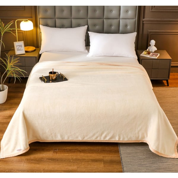 Blød fleece tæppe super blødt hyggeligt sengetæppe camel 120*200 cm