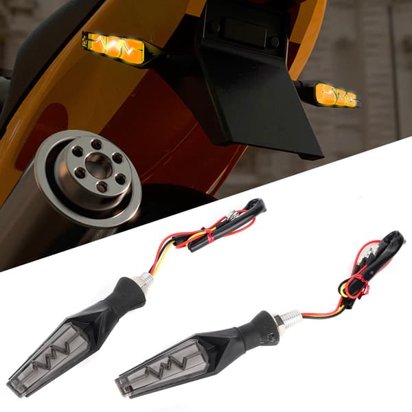 2 stk Motorsykkel LED Blinklys Dynamisk IPX66 Vanntett Universal M10 Blå og Gul Lys