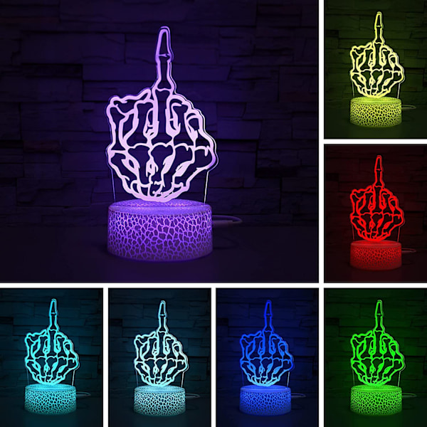 3D Illusions nattlampe skrivebordslampe, 7 farger automatisk gradvis skiftende USB-drevet LED-lys med berøringsbryter for barnegavene hjemmedekorasjon (svart base