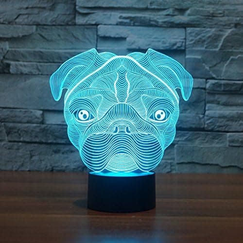 3D Sød Mops Hund Natlampe Touch Bord Skrivebord Optisk Illusion