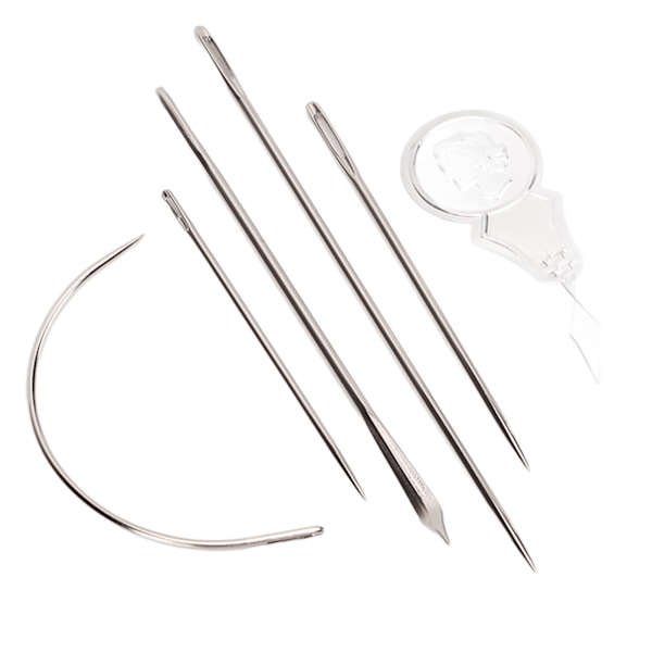 3set Nahkainen ompeluneula ruostumaton teräs kaari U-muotoinen kannettava DIY-valmistuskirjonta neulat sarja käsityöhön