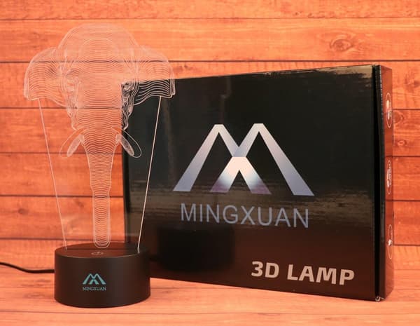 Elefantti 3D Yövalo 7 Väri LED Kosketus Pöytävalaisin E