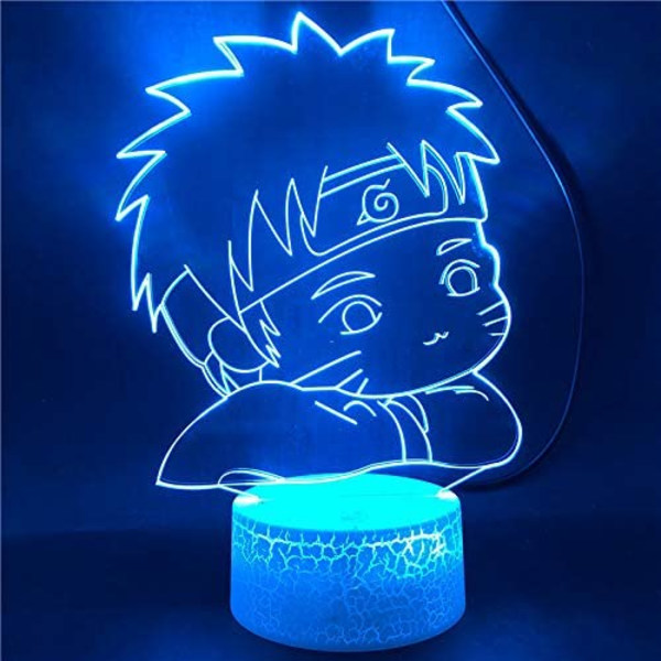 Naruto Kakashi Uchiha Sasuke 3D Illusions nattlampe Smart Touch, RGB-effekt USB-kabeldrevet Kreativ 3D Japansk Anime Lampe