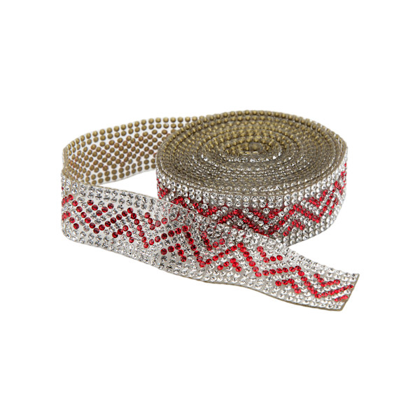Rhinestone-kedja 2 meter 2 cm bredd glänsande blanka färger textur DIY-hantverk band för bröllopsfest röd