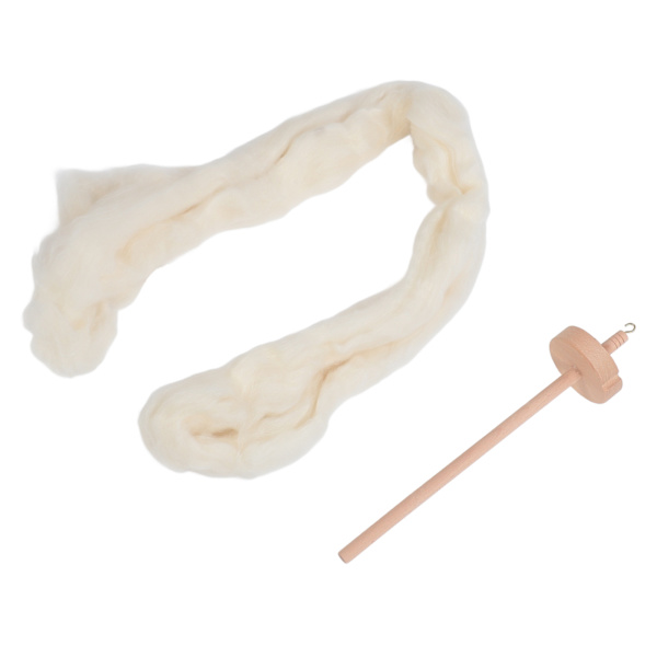 Träfallspindel Professionell DIY Garn Spinning Kit med Ulltopp för Nybörjare för Symaskiner