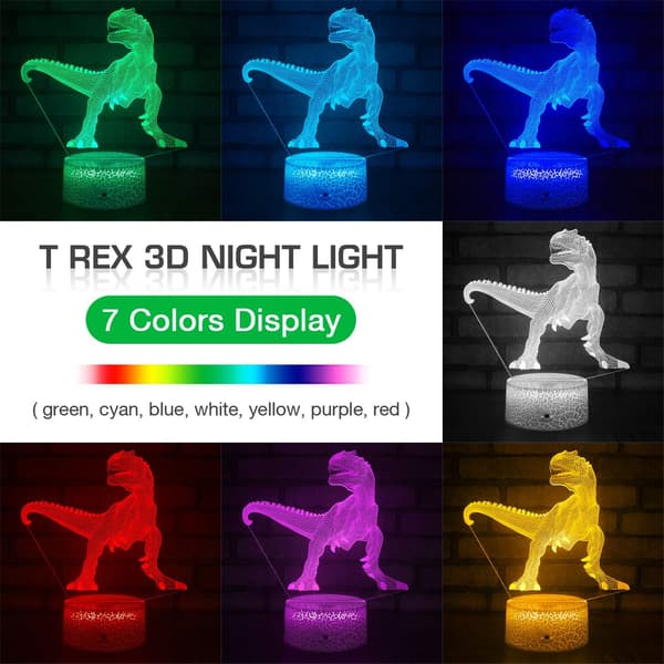 3D Natlampe, 7 Farver Skiftende Natlys med Timer & Sma