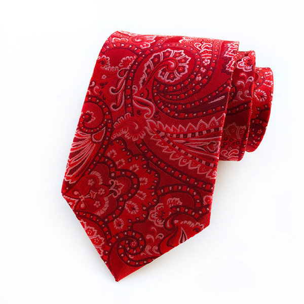 Ny klassisk Paisley Silk Tie Slips för män, vinröd