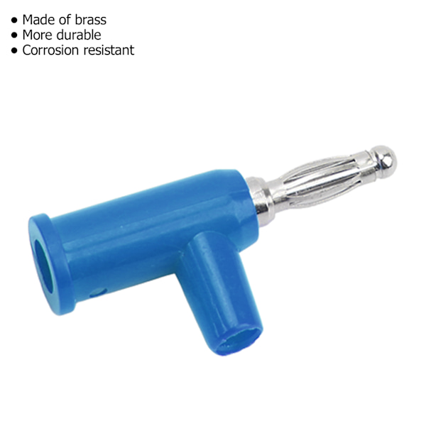 10 st lödfria bananpluggar ABS mässing lykta öppna skruvbanankontakter för växelriktare 4 mm Blue
