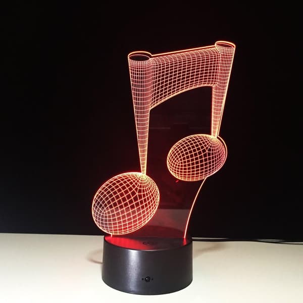 Musiknote 3D Natlampe 7 Farveskift LED Lampe Musikalsk Nej