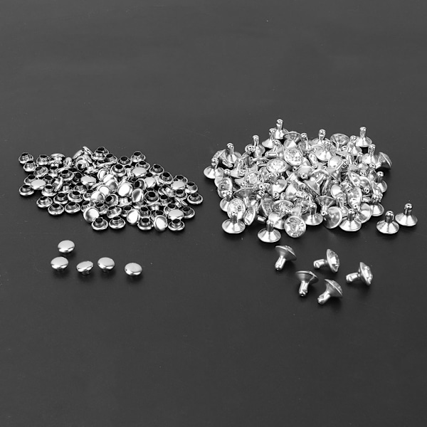 Klær Krystall Inlay Hurtignagler 12mm Flekker Nagler Cap for DIY Lær Håndverk Dekorasjon(#1)