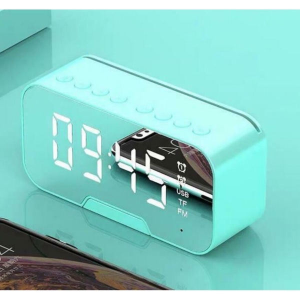 Multifunktions väckarklocka Spegel LED (blå)
