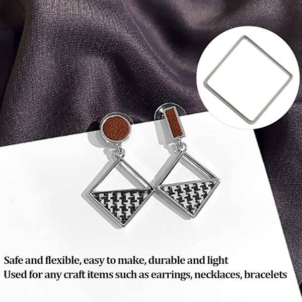 30 stk. Øreringe Vedhæng Hule Geometriske Kvadrat Ramme Ørering Konnektorer til DIY Ørering Halskæde Armbånd Håndværk