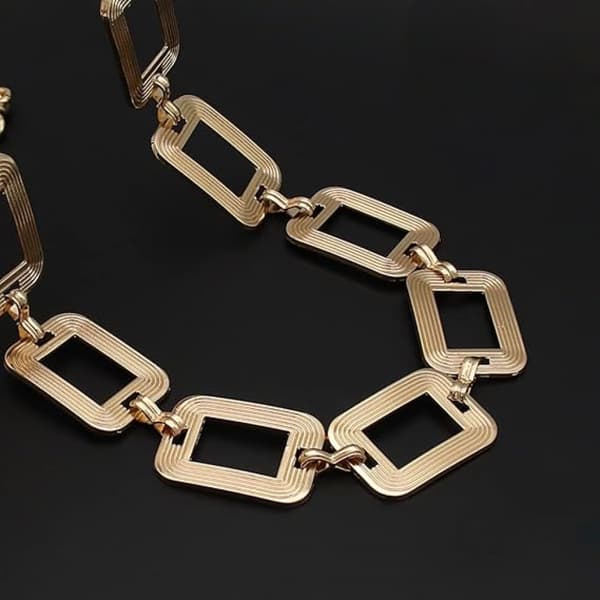 Dame Chunky Metal Kædebælte – Statement Mavekæde Taljebælte til Outfit Styling Gold