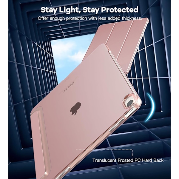 Fodral för iPad Air 11 tum, Slim Ställskydd för iPad Air 11-tum, Stöd för Touch ID, Auto Wake/Sleep Smart Skal med Genomskinlig Ba Rose Gold ipad Air 11 (2024)