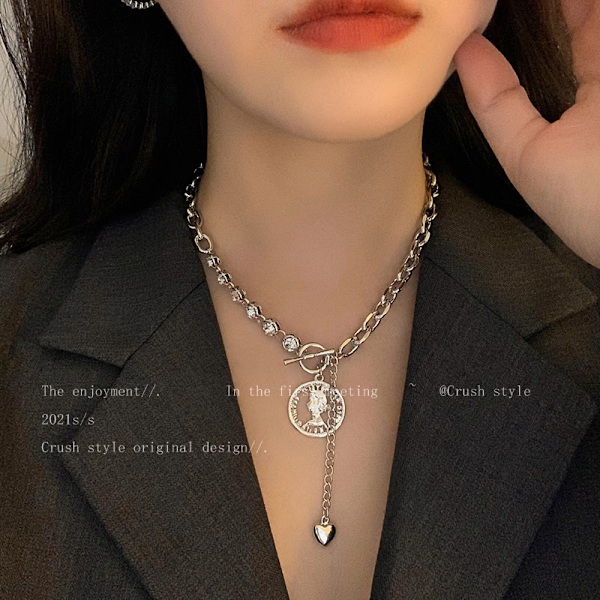 Silver Coin Pendant  Chain Necklace - Äkta och elegant minnessak smycken för kvinnor