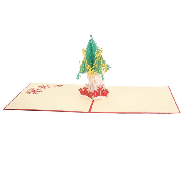 3D-julkort med snögubbe på julgran