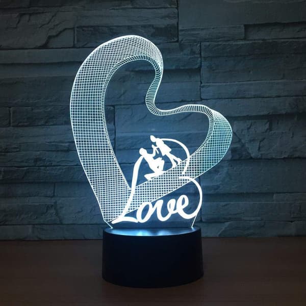 3D Kreativ Hjerteformet Natlampe Touch Bord Skrivebord Optisk