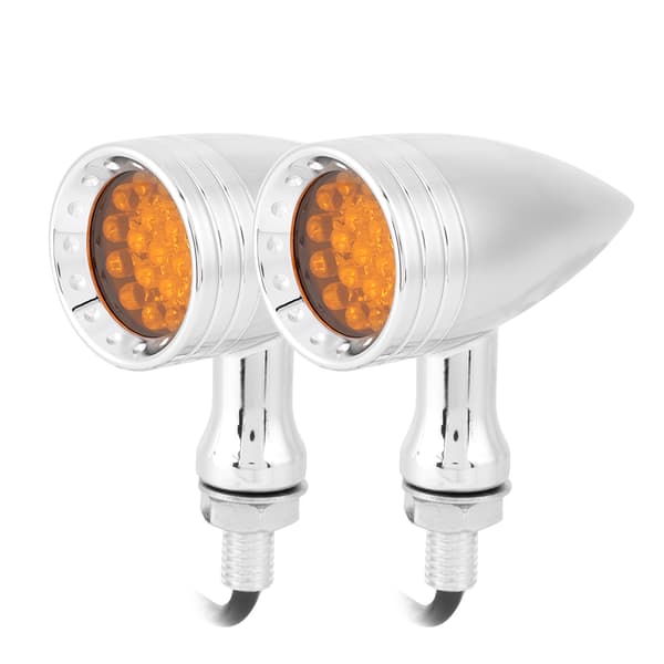 2 stk. Aluminium Legering Motorcykel LED Blinklys Kugle Blinklys Universal (Sølv)