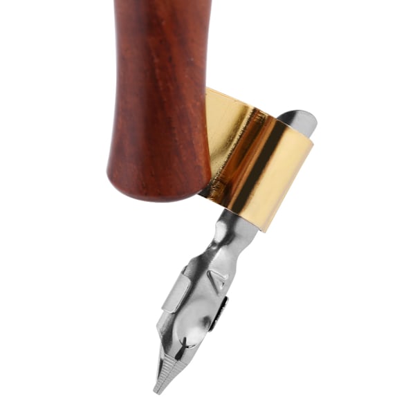 Engelsk Kalligrafi Træ Dip Pen Håndtag Nib Holder + 5 Flade Nibs 1MM 1.2MM 1.8MM 2MM 3MM