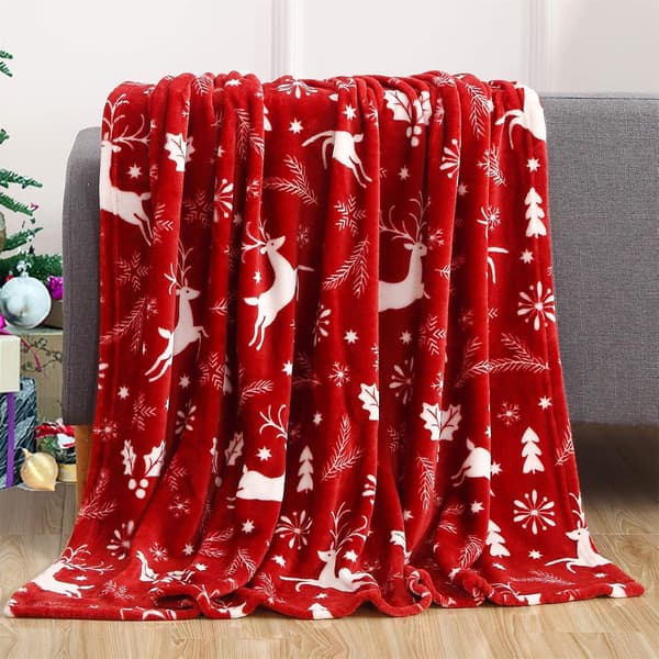 Julpläd 130x150cm - Mjuk Polar Fleece Soffpläd, Varm Vinter Sovrumstillbehör, Mysig Juldekoration & Julklapp B