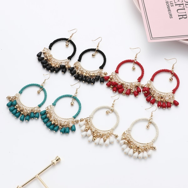 4PCS Bohemian Kvinnors Örhängen, Hand Braided Earri