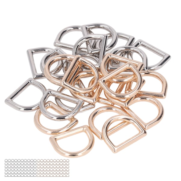 120 stk. Metal D-ringe med stærk bæreevne Glattere overflader Guld Sølv Zink Legering D-formet spænde clips til DIY sæder Bælter