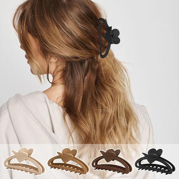 4PCS Hjerte Hårklemmer til Kvinder Piger, 5 Tommer Ekstra Store Hårklemmer Klo Hårklemmer til Tykt Tyndt Hår, Matte Store Klo Hårklemmer Heart